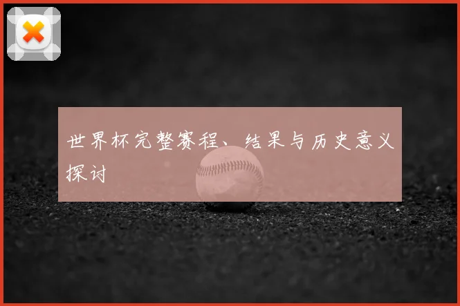 世界杯完整赛程、结果与历史意义探讨